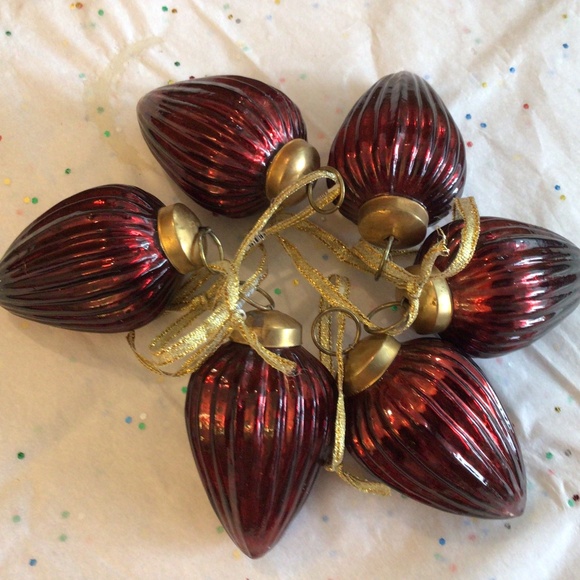 Vintage Red Ribbon Kugel Style Ornaments - Picture 1 of 4